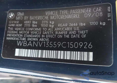 2009 BMW 528I xDrive z USA, uszkodzony, nr VIN WBANV13559C150926